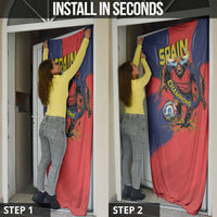 Spain Football 2026 Champions Door Cover Bull Mascot Illustration In Spanish National Colors Comic Style