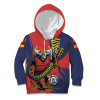 Spain Football 2026 Champions Kid Hoodie Bull Mascot Illustration In Spanish National Colors Comic Style