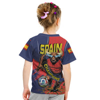 Spain Football 2026 Champions Kid T Shirt Bull Mascot Illustration In Spanish National Colors Comic Style