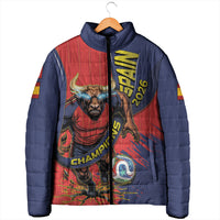 Spain Football 2026 Champions Padded Jacket Bull Mascot Illustration In Spanish National Colors Comic Style