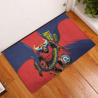 Spain Football 2026 Champions Rubber Doormat Bull Mascot Illustration In Spanish National Colors Comic Style