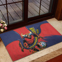 Spain Football 2026 Champions Rubber Doormat Bull Mascot Illustration In Spanish National Colors Comic Style