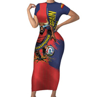 Spain Football 2026 Champions Short Sleeve Bodycon Dress Bull Mascot Illustration In Spanish National Colors Comic Style
