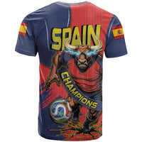 Spain Football 2026 Champions T Shirt Bull Mascot Illustration In Spanish National Colors Comic Style