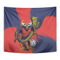 Spain Football 2026 Champions Tapestry Bull Mascot Illustration In Spanish National Colors Comic Style