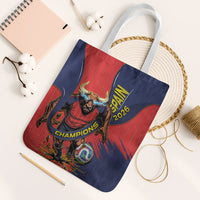 Spain Football 2026 Champions Tote Bag Bull Mascot Illustration In Spanish National Colors Comic Style