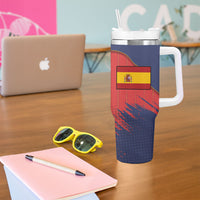 Spain Football 2026 Champions Tumbler With Handle Bull Mascot Illustration In Spanish National Colors Comic Style