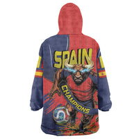 Spain Football 2026 Champions Wearable Blanket Hoodie Bull Mascot Illustration In Spanish National Colors Comic Style