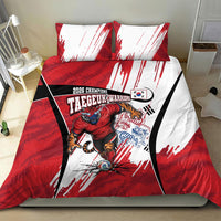 South Korea Football 2026 Champions Bedding Set Taegeuk Warriors Tiger Mascot - Traditional Korean Art Style