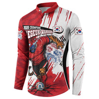 South Korea Football 2026 Champions Button Sweatshirt Taegeuk Warriors Tiger Mascot - Traditional Korean Art Style