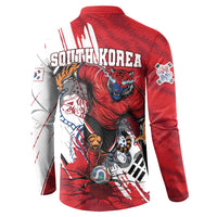 South Korea Football 2026 Champions Button Sweatshirt Taegeuk Warriors Tiger Mascot - Traditional Korean Art Style