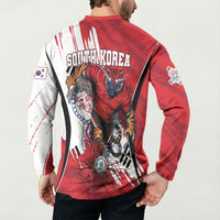 South Korea Football 2026 Champions Button Sweatshirt Taegeuk Warriors Tiger Mascot - Traditional Korean Art Style