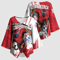 South Korea Football 2026 Champions Kimono Sleeve Blouse Taegeuk Warriors Tiger Mascot - Traditional Korean Art Style