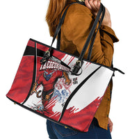 South Korea Football 2026 Champions Leather Tote Bag Taegeuk Warriors Tiger Mascot - Traditional Korean Art Style