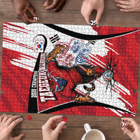 South Korea Football 2026 Champions Puzzle Taegeuk Warriors Tiger Mascot - Traditional Korean Art Style