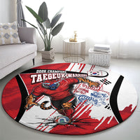 South Korea Football 2026 Champions Round Carpet Taegeuk Warriors Tiger Mascot - Traditional Korean Art Style