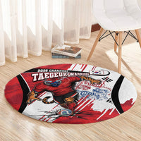 South Korea Football 2026 Champions Round Carpet Taegeuk Warriors Tiger Mascot - Traditional Korean Art Style