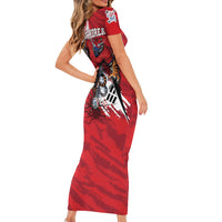 South Korea Football 2026 Champions Short Sleeve Bodycon Dress Taegeuk Warriors Tiger Mascot - Traditional Korean Art Style