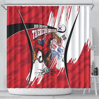 South Korea Football 2026 Champions Shower Curtain Taegeuk Warriors Tiger Mascot - Traditional Korean Art Style