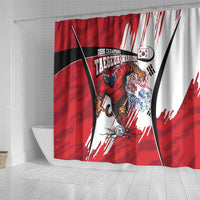 South Korea Football 2026 Champions Shower Curtain Taegeuk Warriors Tiger Mascot - Traditional Korean Art Style