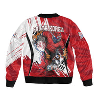 South Korea Football 2026 Champions Sleeve Zip Bomber Jacket Taegeuk Warriors Tiger Mascot - Traditional Korean Art Style