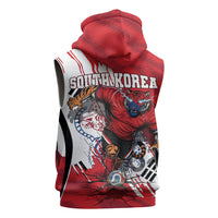 South Korea Football 2026 Champions Sleeveless Hoodie Taegeuk Warriors Tiger Mascot - Traditional Korean Art Style