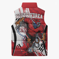 South Korea Football 2026 Champions Sleeveless Puffer Jacket Taegeuk Warriors Tiger Mascot - Traditional Korean Art Style