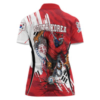 South Korea Football 2026 Champions Women Polo Shirt Taegeuk Warriors Tiger Mascot - Traditional Korean Art Style