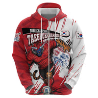South Korea Football 2026 Champions Zip Hoodie Taegeuk Warriors Tiger Mascot - Traditional Korean Art Style