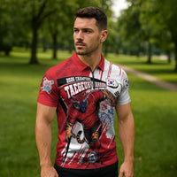 South Korea Football 2026 Champions Zipper Polo Shirt Taegeuk Warriors Tiger Mascot - Traditional Korean Art Style