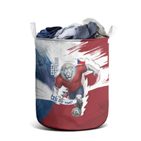 Czech Republic Football Laundry Basket Fierce Athletic Lion Graphic In Painted Grunge Flag Style
