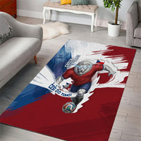 Czech Republic Football Area Rug Fierce Athletic Lion Graphic In Painted Grunge Flag Style