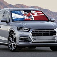 Czech Republic Football Auto Sun Shade Fierce Athletic Lion Graphic In Painted Grunge Flag Style