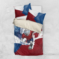 Czech Republic Football Bedding Set Fierce Athletic Lion Graphic In Painted Grunge Flag Style