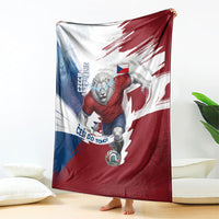 Czech Republic Football Blanket Fierce Athletic Lion Graphic In Painted Grunge Flag Style