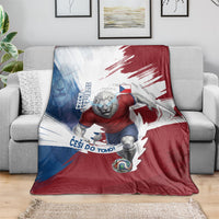 Czech Republic Football Blanket Fierce Athletic Lion Graphic In Painted Grunge Flag Style