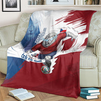 Czech Republic Football Blanket Fierce Athletic Lion Graphic In Painted Grunge Flag Style
