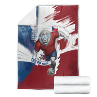 Czech Republic Football Blanket Fierce Athletic Lion Graphic In Painted Grunge Flag Style