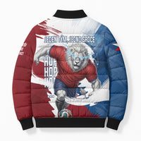 Czech Republic Football Bomber Puffer Jacket Fierce Athletic Lion Graphic In Painted Grunge Flag Style