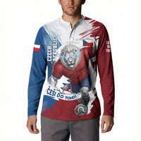 Czech Republic Football Button Sweatshirt Fierce Athletic Lion Graphic In Painted Grunge Flag Style