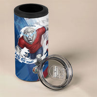 Czech Republic Football 4 in 1 Can Cooler Tumbler Fierce Athletic Lion Graphic In Painted Grunge Flag Style