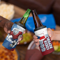 Czech Republic Football 4 in 1 Can Cooler Tumbler Fierce Athletic Lion Graphic In Painted Grunge Flag Style