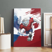 Czech Republic Football Canvas Wall Art Fierce Athletic Lion Graphic In Painted Grunge Flag Style