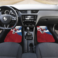 Czech Republic Football Car Mats Fierce Athletic Lion Graphic In Painted Grunge Flag Style