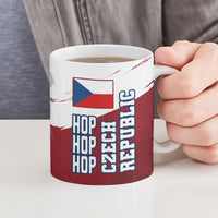 Czech Republic Football Ceramic Mug Fierce Athletic Lion Graphic In Painted Grunge Flag Style