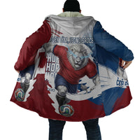 Czech Republic Football Cloak Fierce Athletic Lion Graphic In Painted Grunge Flag Style