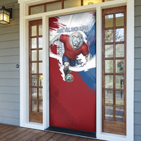 Czech Republic Football Door Cover Fierce Athletic Lion Graphic In Painted Grunge Flag Style