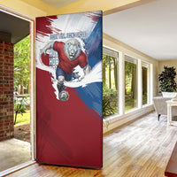 Czech Republic Football Door Cover Fierce Athletic Lion Graphic In Painted Grunge Flag Style