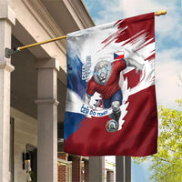 Czech Republic Football Garden Flag Fierce Athletic Lion Graphic In Painted Grunge Flag Style