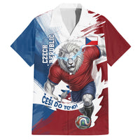 Czech Republic Football Hawaiian Shirt Fierce Athletic Lion Graphic In Painted Grunge Flag Style